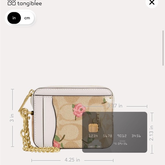 COACH Zip Card Case In Signature Canvas Floral Print Leather Light Khaki NEW - Picture 12 of 12